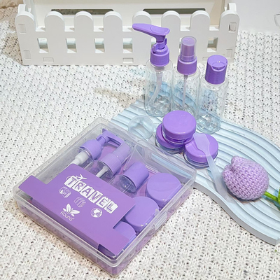 Voguish Design 7 peças de plástico de viagem 50ml frasco conjunto usado para o pacote de cuidados pessoais