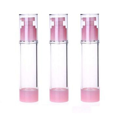 Cor rosa Normalmente usado Botão de bomba sem ar de plástico de 50 ml para cuidados pessoais cosméticos