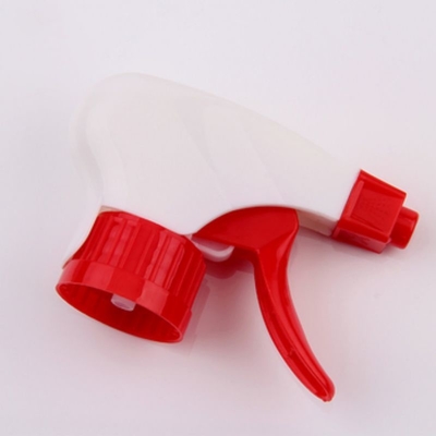 Venda a granel Pulverizador de gatilho de plástico vermelho/branco 28/410 Tamanho utilizado para garrafas