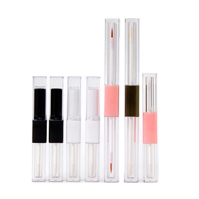 1.2ml e 2.5ml de plástico quadrado Slim Lip Gloss Tubos de cabeça dupla com cores personalizadas