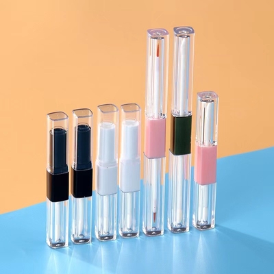 1.2ml e 2.5ml de plástico quadrado Slim Lip Gloss Tubos de cabeça dupla com cores personalizadas