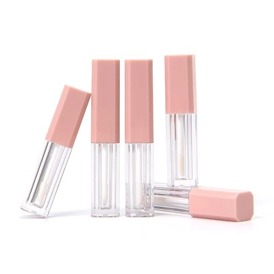 Recipiente vazio de tubo de brilho labial de 1,2 ml de plástico rosa com cores personalizadas