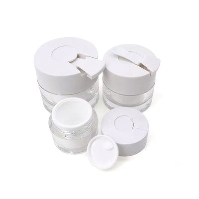 Pote cosmético de parede dupla transparente de 15/30/50g com colher higiênica embutida para hidratante, máscara facial e cuidados com a pele