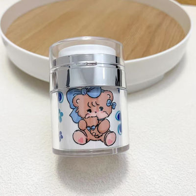 Embalagem vazia frasco sem ar com ombro prateado para 100% de evacuação do produto em creme facial e creme para olhos