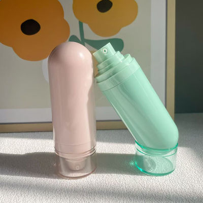 Garrafa de plástico sem ar personalizada com cabeça de pulverização de névoa ou cabeça de bomba de loção e impressão silkscreen