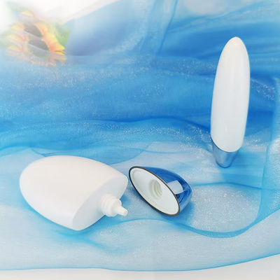 Customizado 50g Oval Forma frasco de creme de proteção solar com UV Silver Cap para 50ml PP embalagem cosmética