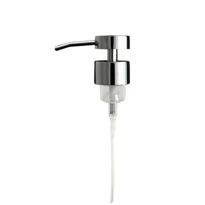Shiny Silver Stainless Steel Shell Plastic Lotion Pump with Ribbed/Smooth/Metal Collar for Hygienic and Easy Cleaning