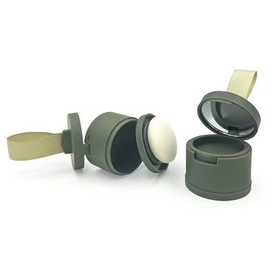 Caixa de pó de material ABS de tamanho 4G com acabamento de linha de cabelo de cor personalizada e espelho incluído