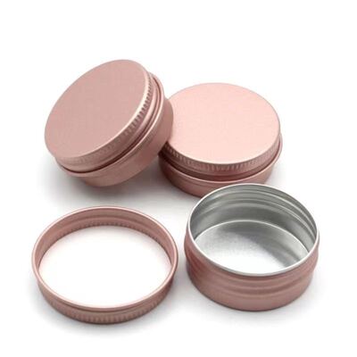 Frasco cosmético de alumínio rosa dourado luxuoso com tampa de rosca