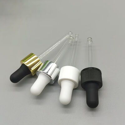 Bulbo de silicone de 18mm 20mm 24mm 28mm Ouro Prata Fechamento liso e fosco Embalagem cosmética Conta-gotas de plástico Conta-gotas de plástico para óleo essencial