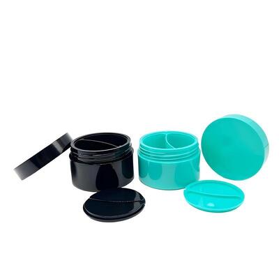 Grátis 50+50 g frasco de creme de plástico de PP de grade dupla com armazenamento separado de grade dupla para produtos de cuidados com a pele