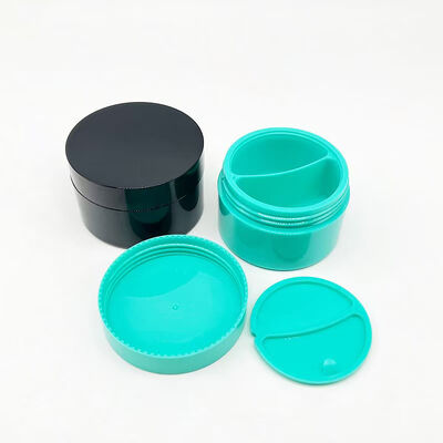 Grátis 50+50 g frasco de creme de plástico de PP de grade dupla com armazenamento separado de grade dupla para produtos de cuidados com a pele
