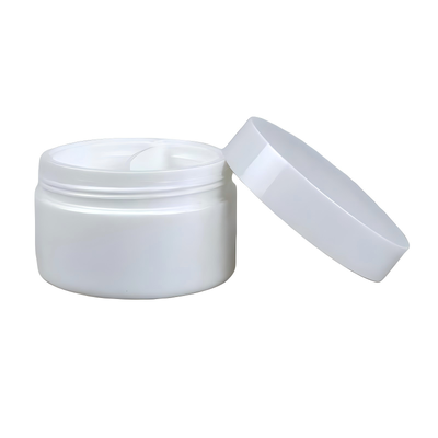 Grátis 50+50 g frasco de creme de plástico de PP de grade dupla com armazenamento separado de grade dupla para produtos de cuidados com a pele