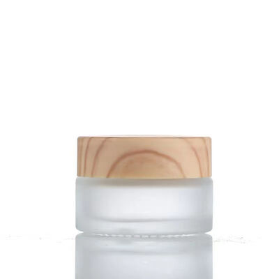 5g 10g 15g 30g 50g frascos vazios de creme de vidro congelado cosméticos recarregáveis madeira natural resistente a vazamentos recipientes de armazenamento de viagem para creme de olhos máscara facial cuidados com a pele