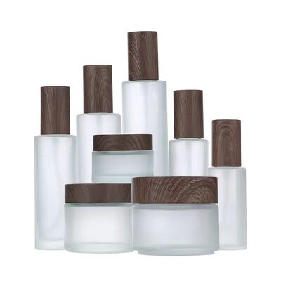 5g 10g 15g 30g 50g frascos vazios de creme de vidro congelado recipientes de madeira natural cosméticos para creme de olhos máscara facial