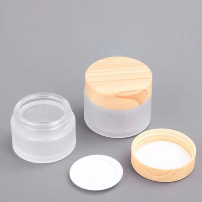 5g 10g 15g 30g 50g frascos vazios de creme de vidro congelado recipientes de madeira natural cosméticos para creme de olhos máscara facial