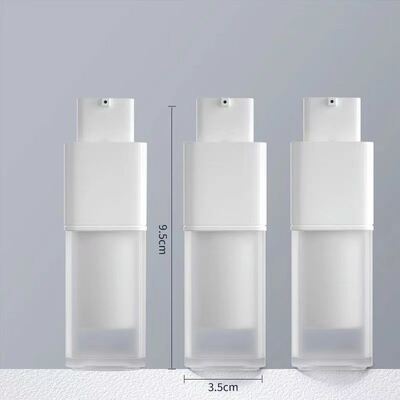Gráfico de forma quadrada 15 ml 30 ml 50 ml garrafa de bomba sem ar com bomba de bloqueio rotativo para produtos de cuidados com a pele